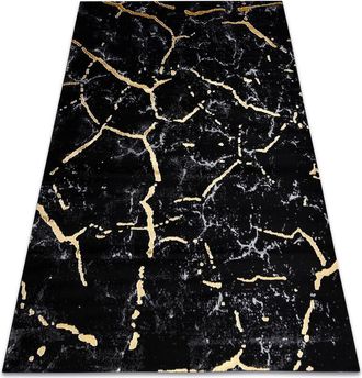 RugsX Rugsx - Alfombra Gloss Moderno 410a 86 M&aacute;rmol, Roca, Elegante, Glamour Negro / Oro Black 280x370 Cm