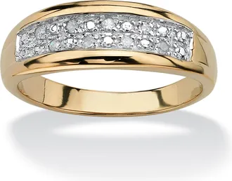 Palm Beach Jewelry Mens 1/8 Cttw. Pave 18k Gold-Plated Diamond Wedding Band