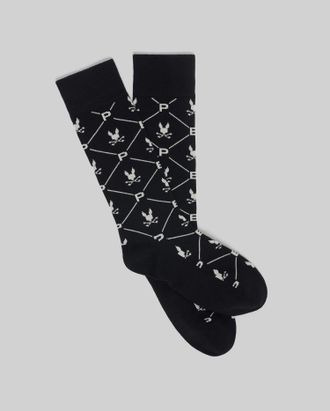 Psycho Bunny Mens New All Over Dress Sock 001 BLACK / O/S