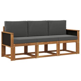 vidaXL Conjunto De Sof&aacute;s De Exterior 3 Pcs Natural Y Antracita Vidaxl
