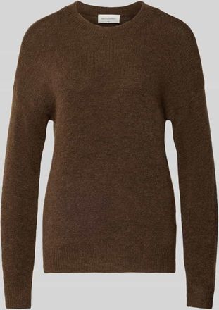 Moss Copenhagen Strickpullover mit Rundhalsausschnitt Modell Festina Hope in Dunkelbraun, Größe L/XL