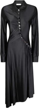Paco Rabanne Gedrapeerde Midi Jurk - Dames - Casual kleedjes - Zwart - XS - Kleedjes