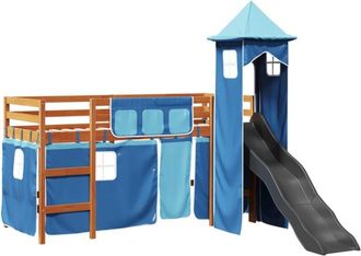 vidaXL Vidaxl - Cama Alta Para Ni&ntilde;os Con Torre Madera Pino Azul 80x200 Cm