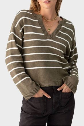 Sanctuary Chill Vibes Sweater In Burnt Olive Stripe