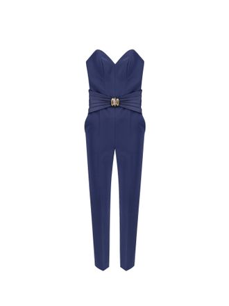 ワンピース Elisabetta Franchi Oltremare Jumpsuit With Maxi Bow Elisabetta Franchi Oltremare Jumpsuit With Maxi Bow in Blue