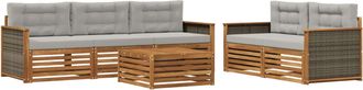 vidaXL Conjunto De Sof&aacute;s De Exterior 6 Uds. Natural Y Gris Claro Vidaxl