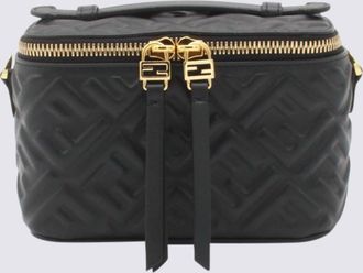 Fendi Black Leather Vanity Top Handle Bag