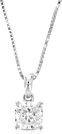 Vir Jewels 1 cttw Cushion Lab Grown Diamond Solitaire Pendant Necklace in 14K Gold with Chain For Women