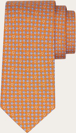 Ferragamo Men Turtles print silk tie Orange
