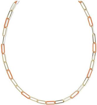Kendra Scott Ainsley Convertible Chain Womens Necklace Womens Necklace Gold Dark Orange Enamel, 14K Gold/Brass