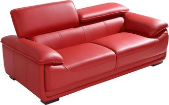 Vente-Unique Sof&aacute; de 3 plazas de piel MACELO - Rojo