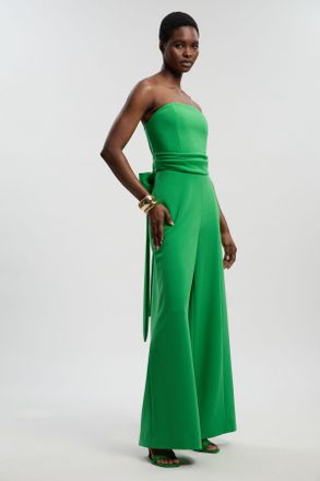 Karen Millen Womens Soft Tailored Bandeau Jumpsuit - Green - Size 16 UK