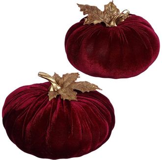 Mark Roberts Handmade Set Of 2 Velvet Pumpkins - 6In