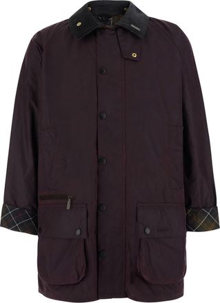 Barbour Maroon Relaxed Waxed Jacket