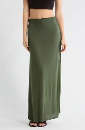 Go Couture Ruffle Slit Maxi Skirt in Aventurine at Nordstrom Rack, Size X-Large