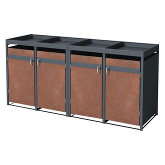 ML Design Cobertizo para 4 cubos de basura 240l acero antracita acabado &oacute;xido