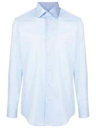 BOSS Hank long-sleeve cotton shirt - Blue
