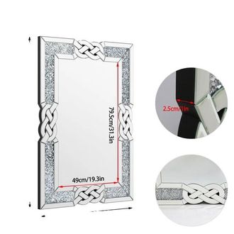 OEM Espejo De Pared, Dise&ntilde;o De Marco Decorativo, Opciones De Montaje Vers&aacute;tiles, Plateado, 100x70cm