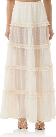 AFRM Sabina Clip Dot Tiered Maxi Skirt in Gardenia at Nordstrom, Size X-Small