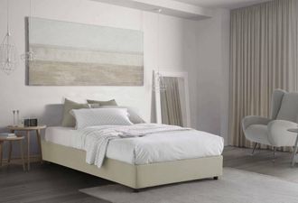 Talamo Italia Talamo Italia - Cama De Plaza Y Media Rebecca, Cama Contenedor Con Revestimiento De Tela, 100% Made In Italy, Apertura Frontal, Con Colch&oacute;n 120x200 Cm
