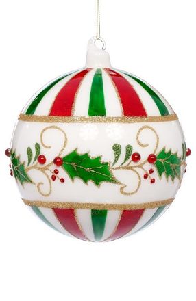 Mark Roberts Holly Striped Ornament, Set of 4 in Red at Nordstrom