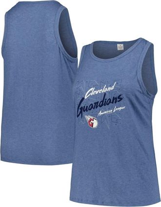 Soft As A Grape Womens Soft as a Grape Navy Cleveland Guardians Plus Size Curvy High Neck Tri-Blend Tank Top at Nordstrom, Size 2X