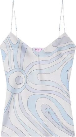 Pucci Spaghetti Band Top met V-hals - Dames - Tops zonder mouwen - Blauw - L - Tops
