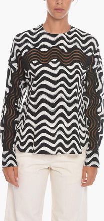 Stella McCartney Blusa AMAYA in Seta a Motivo Wave con Dettagli Trasperenti Stella McCartney