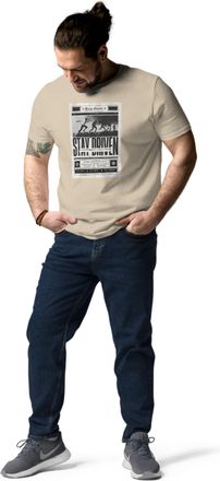 Generic Unique Newspaper Style Print with Motivational Message on Stay Driven, Focused, Relentless,Too Peculiar 100% Cotton Heavyweight T-Shirt (UK, Alpha, L,