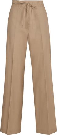 P.A.R.O.S.H. Katoenen broek met elastische tailleband - Dames - Wijde Broeken - Beige - XS - Katoen - Broeken