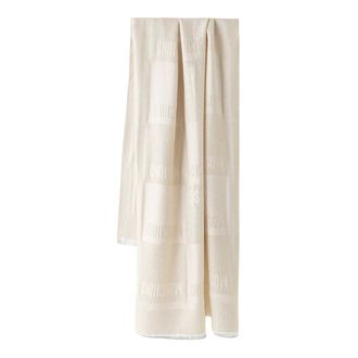 Moschino Fringed Wool Scarf - unisex - Accessoires - Beige - Maat: ONE Size Wol