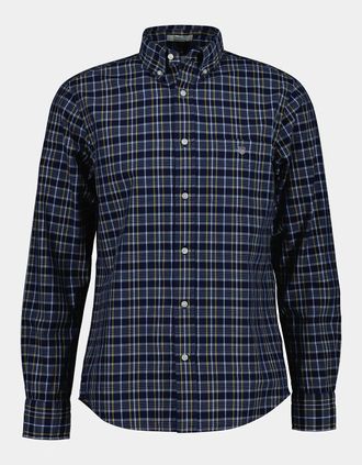 GANT Mens GANT Mens Regular Fit Archive Poplin Check Shirt - 969 Indigo - Navy - Size: 38/Regular