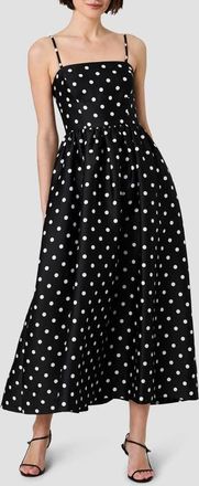 French Connection Polka Dot Strapless Taffeta Midi Dress in Black-Summer White at Nordstrom, Size 10