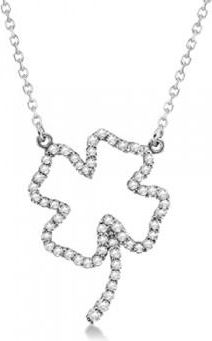 Allurez Four Leaf Clover Shaped Diamond Necklace 14K White Gold 0.33ctw