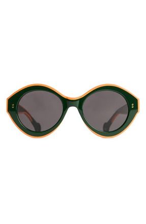 J.W.Anderson Bumper Round Sunglasses in Green/Orange at Nordstrom