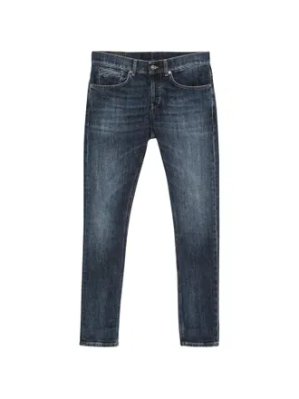 Dondup Dark Blue Faded Whiskered Slim Jeans
