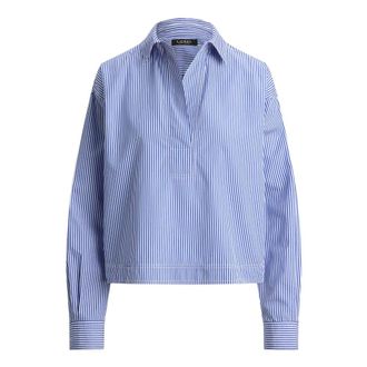 Ralph Lauren Blouses, female, Blue, Size: M Striped Cropped Shirt