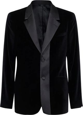 Fendi single-breasted satin-collar cotton jacket - Black