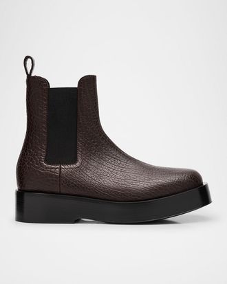 Bottega Veneta Mens Torino Grainy Leather Chelsea Boots