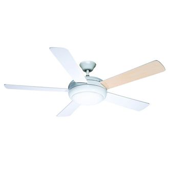 Wonderlamp Ventilador de techo blanco con luz y palas acabado madera