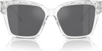 Jimmy Choo London 55mm Pillow Sunglasses in Crystal/glitter/grey at Nordstrom