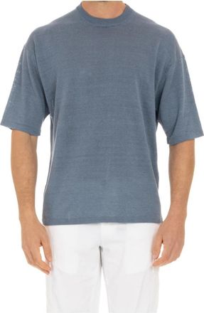 Roberto Collina Round-neck Truien - Heren - Ronde hals truien - Blauw - L - Linnen - Truien & Vesten