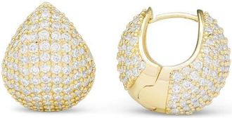 Melinda Maria Norah Pav&eacute; Teardrop Huggie Hoop Earrings in Gold-White at Nordstrom