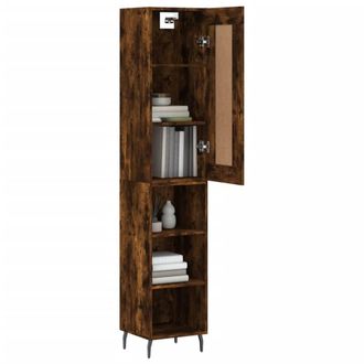 Berkfield Home Highboard Smoked Oak 34.5x34x180 cm Engineered Wood in Brown