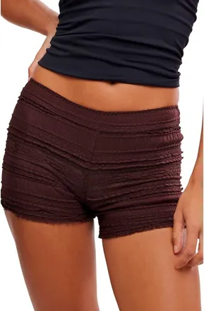 Free People Front Row Lace Mini Shorts in Chocolate at Nordstrom, Size X-Small