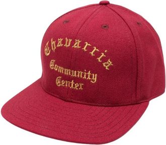 Willy Chavarria Geborduurde Zes-Panel Pet - Heren - Petten - Rood - ONE Size - Katoen - Accessoires