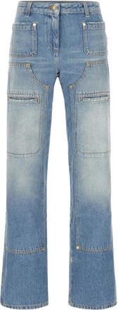 Palm Angels Straight Leg Panelled Jeans - Dames - Regular Fit Jeans - Blauw - W28 - Katoen - Jeans