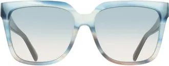 Ferragamo 58mm Rectangular Sunglasses in Striped Sand Blue at Nordstrom