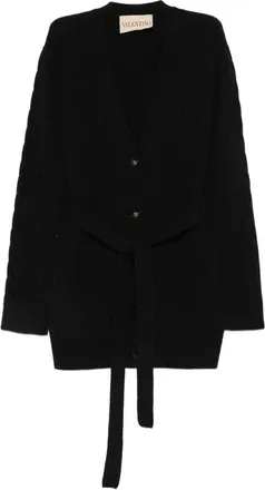 Valentino Garavani Gebreide Cardigan met Riem van Kasjmier - Dames - Cashmere truien - Zwart - S - Kasjmier - Truien & Vesten