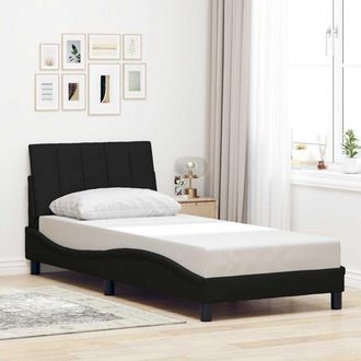 vidaXL Estructura De Cama Sin Colch&oacute;n Tela Negro 90x200 Cm Vidaxl